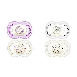 MAM Glow in The Dark Silicone Pacifiers with Self Sterilizing Case, Breastfed Baby Pacifiers for Boys and Girls 6-16 Months (Pack of 3)