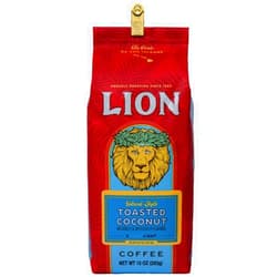 Lion Coffee, Toasted Coconut Flavor, Light Roast, Pre-Ground, 10 Ounce Bag