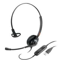 EMAIKER USB Headset with Microphone for Office Call Center Telework, Light Weight 1 Ear USB-A Headset with Noise Canceling Microphone for Laptop, Work for Webinar, 3CX, Teams, Zoom Webex Conference,Dictation
