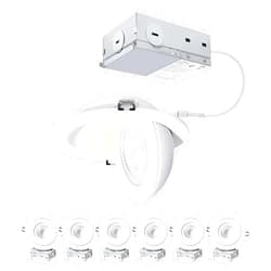 POPANU 6-Inch Gimbal Recessed Light - 12W 90° Tilt & 360° Rotation, 5CCT (2700K-5000K), IC Rated LED Eyeball Recessed Lighting, for Sloped Ceilings, Soffit Light, Hallyway，Kitchens, White 6 Pack