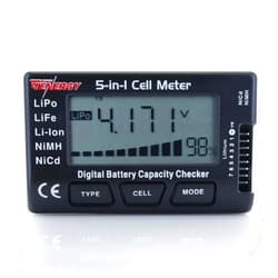 Tenergy 5-in-1 Battery Meter, Intelligent Cell Meter Digital Battery Checker/Balancer for LiPo / LiFePO4 / Li-ion/NiCd/NiMH Battery Packs