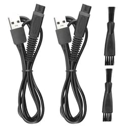 Smays Charger Cord Replacement for Skull Shaver Pitbull Gold Pro, Palm, Platinum Electric Razor - USB Cable 2-Pack