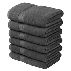 Asiatique Linen Bath Towels Set of 6 Grey - 24 x 48 Inch Premium Luxury 100% Cotton bathroom towels - Highly Absorbent & Ultra Durable Bath Towels for Bathroom, Pool, Spa & Hotel – Quick Drying Luxury