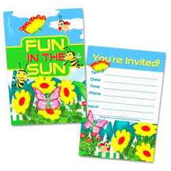 Leigha Marina Party Invitation Cards, 20 Cards with 20 Envelopes, Fun in the Sun Themed, Flat Style, Colorful Design, Birthday Invitations, Party Invitations, Invitation Card, Birthday Party Invitations
