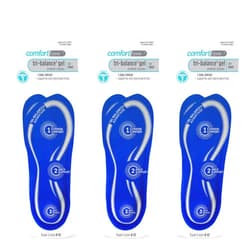 Comfort Zone Tri-Balance Gel Orthotic Insoles for Men, 3/4 Length Inserts for Menâ€™s Shoe Sizes 8-12, 1 Pair (Pack of 3)