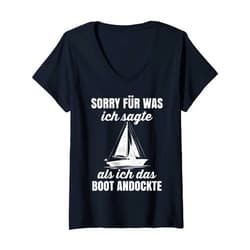 Segeln Tshirt Segelboot Schiff Regatta Kapitän Womens Sailing gift for sailors boats sailor sailing ship skipper V-Neck T-Shirt