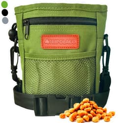 TRIPOLACO Dog Treat Pouch, Versatile Treat Pouches for Pet Training Easily Holds 2 Cups Kibble, Toys, Phone & Keys, Hands-Free Dog Training Treat Pouch Built-in Poop Bag Dispenser, Green