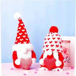 Ni-JASW Sweetheart Valentine Gnomes, Valentines Day Decorations Plush Swedish Tomte Valentines Day Gift Table Tiered Tray Decor
