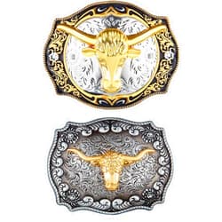 WILLBOND 2 Pieces Longhorn Bull Belt Buckle Cowboy Belt Buckle Western Rodeo Bull Buckle for Men