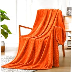 Excervent Soft Brushed Flannel Throw Blanket Burnt Orange Fleece Blankets Chevron Pattern for Sofa, Chair, Couch - Fluffy Warm Cozy Decorative Blanket (40x50 inches) for Kids