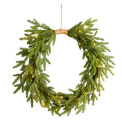 Nearly Natural 24in. Holiday Christmas Pre-Lit Cascading Pine Artificial Wreath