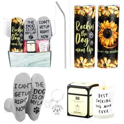 JMTMBR Best Dog Mom Gifts for Women Mother's Day Unique Gift for Mom Dog Lovers 20oz Tumbler Cup Socks Keychain Gag Funny Birthday Gifts Drinking Cup 4pcs Gift Basket