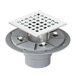 Neodrain Square Shower Drain,4 inch Stainless Steel 304 Grate and PVC Drain Body, Grate with Brushed Nickel Finish, Kit Includes Hair Trap/Strainer,Lifting Hook and PVC Drain Base