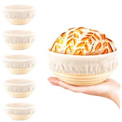 REMEIT 6 Pack 5 Inch Mini Banneton Bread Proofing Basket, Mini Sourdough Baking Supplies, Small Banneton Proofing Baskets for Artisan Bread Baking and Dough Rising