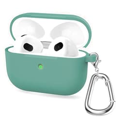 Maidea Silicone Case for AirPods 3 Case Cover - 2021 AirPods 3rd Generation Case, Shockproof Protective Case with Keychain, Airpods 3 Case for Women Men Girl (Pine Green)