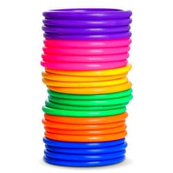 Topbuti 24 Pcs Multicolor Plastic Toss Rings Ring Toss Game Carnival Rings for Speed and Agility Practice Games, Garden Backyard Outdoor Games, Bridal Shower Game, Game Booth （3.1 Inch）