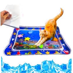 HZYICH Upgraded Thickened Cat and Dog Water Play Mat with PVC Scratch protrctor Last for at Least 59'59 mins for Playful cat, (Square, Medium)