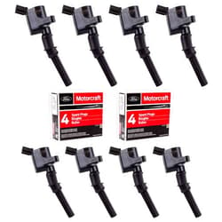 MAS Ignition Coil DG508 & Motorcraft Spark Plug SP479 compatible with Ford 4.6L 5.4L V8 DG457 DG472 DG491 CROWN VICTORIA EXPEDITION F-150 F-250 MUSTANG LINCOLN MERCURY EXPLORER (Set of 8)