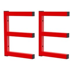 YheenLf Wall Mount Lumber Storage Rack and Garage Shelving, Wood Organizer, 2Pack Holds Up 600 LB with 3-Level-Indoor and Outdoor Use, 16.73 x 12.72 x 1.18 Inches, Red, HMBJ001R-2