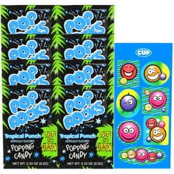 By The Cup Pop Rocks Tropical Punch, 0.33 oz Packets (Pack of 8) with By The Cup Stickers