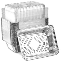 MontoPack Disposable Takeout Pans with Clear Lids | 2lb Capacity Aluminum Foil Food Containers with Strong Seal for Freshness & Spill Resistance | Eco-Friendly & Recyclable | 50-Pack 8x5.5” Drip Pans