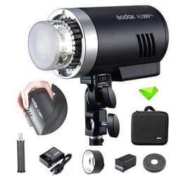 GODOX AD300 Pro 300W TTL Flash 2.4G 1/8000s HSS 2600mAh 0.01-1.5s Recycle Time 320 Full Power 12W Bi-Color Modeling LED Speedlight Compatible for Cameras Canon Nikon Sony Fuji Olympus Panasonic Pentax