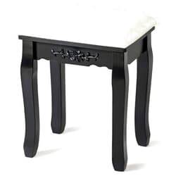 Giantex Vanity Stool Makeup Bench, Upholstered Dressing Stool with Pinewood Legs and Padded Cushion, Modern Bathroom Bedroom Vanity Bench Piano Seat for Girls Women, Black
