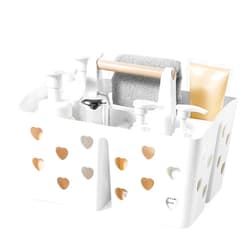Anyoifax Portable Shower Caddy Plastic Shower Basket Organizer Divided Bathroom Caddy Storage Cleanning Caddy Tote with Handle for College, Dorm Room, Kitchen, White