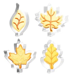 Bremorou Fall Leaf Cookie Cutter Set 4 Piece Fall Leaves Cookie Cutters Autumn Cookie Cutters Thanksgiving Cookie Cutters Leaf Shapes-Diswasher Safe-Fall Holiday Cookie Cutters Shapes For Baking