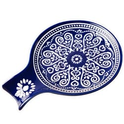 Delpnana Ceramic Spoon Rest, Cooking Spoon Holder for Kitchen Counter/Stove Top/Dining Table Modern Farmhouse Decorative, Large (Blue)