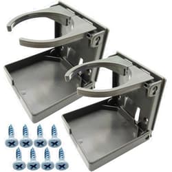 TIHOOD 2PCS Adjustable Folding Drink Holder with Screws/Adjustable Cup Holder for Marine/Boat/Caravan/Car (Grey)