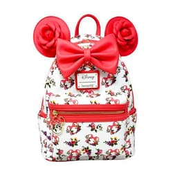 Loungefly Disney Minnie Mouse Roses Allover Print Womens Double Strap Shoulder Bag Purse
