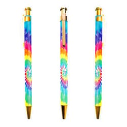 Muenjxh Ballpoint Pen 3 Pcs Click Pens Metal Retractable BluePens Tie Dye Pattern Reusable 1.0 mm Medium Point BluePen for Office School