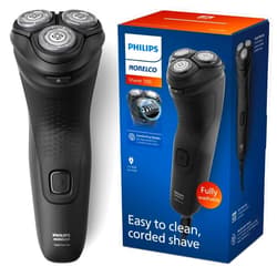 Philips Norelco Shaver 1100 Series, Dry Electric Shaver, 27 Self-Sharpening ComfortCut Blades, 4D Floating Heads, P-Cap, Deep Black, Model S1016/90