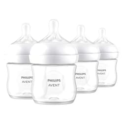 Philips AVENT Natural Baby Bottle with Natural Response Nipple, Clear, 4oz, 4pk, SCY900/04