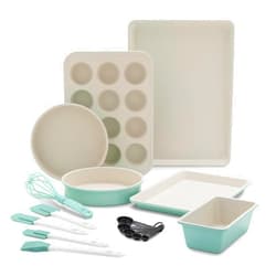 GreenLife Bakeware Healthy Ceramic Nonstick, 12 Piece Baking Set with Cookie Sheets Muffin Cake and Loaf Pans including utensils, PFAS-Free, Turquoise