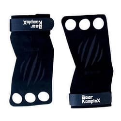 Bear KompleX 3 Hole Leather Hand Grips for Crosffit Workouts, Pull-ups, Weightlifting, WOD Gymnastics, Crosstraining Palm Grips with Wrist Wraps, Hand Protection from Rips and Blisters,1 Pair