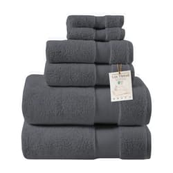 Lux Thread Egyptian Cotton Bathroom Towel Set - 6 Piece | Ultra Soft 100% 600 GSM Towels | 2 Bath, 2 Hand, 2 Washcloths | Quick Dry, Durable for Home, Spa, Gym | Premium Large Towel Set (Dark Gray)