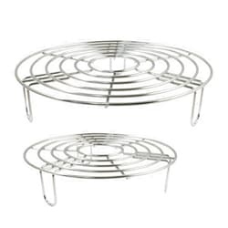 Coufce 2PCS Round Cooling Racks Stainless Steel Steamer Rack Roasting Rack Cooking Grid Grill Rack Steaming Baking Rack Fits Air Fryer Stockpot Pressure Cooker Round Cake Pan Oven(8