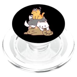 Chibi Kitty Cat Anime Gift Tees Pile Of Kitty Cats Funny Cute Cat Lover Gift PopSockets PopGrip: Swappable Grip for Phones & Tablets PopSockets PopGrip for MagSafe
