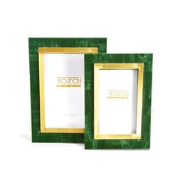 Two's Company Tozai Aventurine Set of 2 Green and Gold Photo Frames