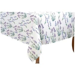 Fennco Styles Garden Lavender Print Tablecloth 50 x 70 Inch - Delicate Floral Table Cover for Home, Dining Room Décor, Banquets, Indoor & Outdoor Event, Family Gathering and Special Occasion