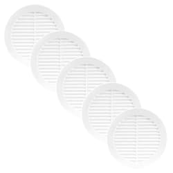Vent Systems 6'' Inch Pack of 5 White Soffit Vent Cover - Round Air Vent Louver - Grill Cover - Built-in Insect Screen - HVAC Vents for Bathroom, Home Office, Kitchen