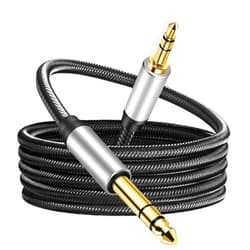 Jelly Tang 3.5 mm to 6.35 mm Audio Cable 3Ft, Gold-Plated Terminal Silver Color Zinc Alloy Housing 3.5mm 1/8