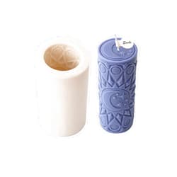 Xidmold Vintage Sun Moon Pattern Pillar Candle Mold, Column Silicone Mold for Soy Wax Candle, Aromatherapy Candle, Gypsum, Plaster, Home Decor (Small, B)