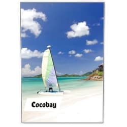 Photomagnet Catamaran with Colorful Sails Departs from Cocobay, Fridge Magnet