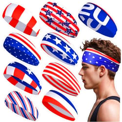Gvhntk Sports Headband for Men 9 Pack Sweat Headbands for Men Running Workout Headbands Wide Sweatband Mens Stretchy Headband for Running Cycling Football Basketball Yoga