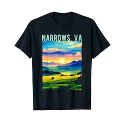 Awesome Narrows Virginia Souvenir Designs Narrows Virginia USA Retro Mountain Distressed Design T-Shirt