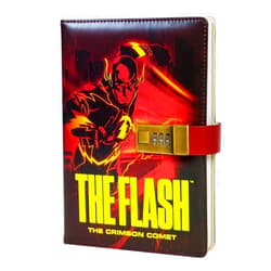 Charon The Flash Lock Journal with Vintage Lock, Superhero Leather Hardcover Locking Diary Pages with Cool Hero Pattern, Personal Writing Lockable Notebook Secret Journal with Combination Passwords (Red)