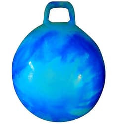 AppleRound Space Hopper Ball with Air Pump: 22in/55cm Diameter for Age 10-12, Kangaroo Bouncer, Hippity Hoppity Hop Ball for Taller Children, Sit-on Bouncy Ball with Handle, Cloud Colors (Blue)